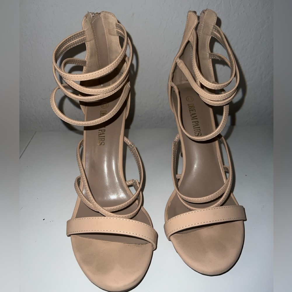 Dream Pairs Women's Beige Strappy Heels